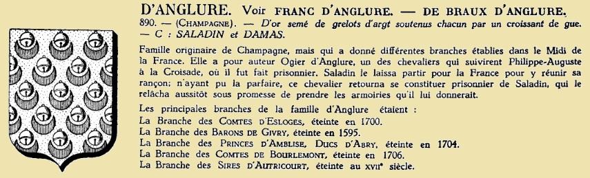 Anglure description du grand armorial de france