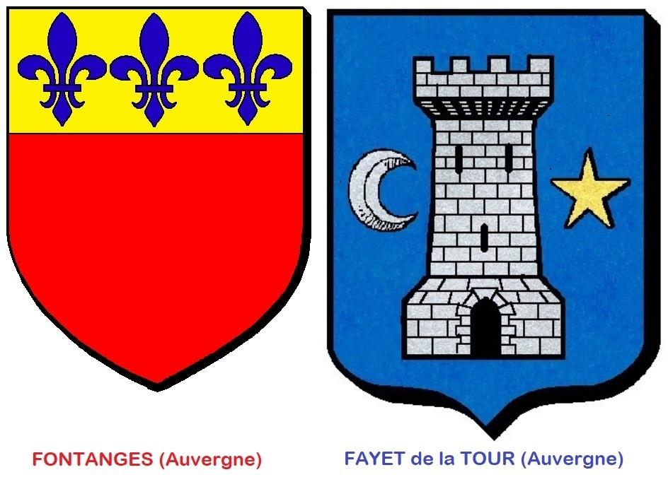 Blasons fontanges et fayet de la tour a fontanges auvergne