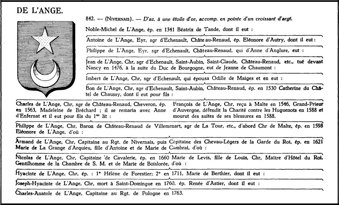 De l ange nivernais d azur a une etoile d or accomp en pointe d un croissant d argent