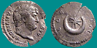 Hadrien monnaie romaine croissant etoile