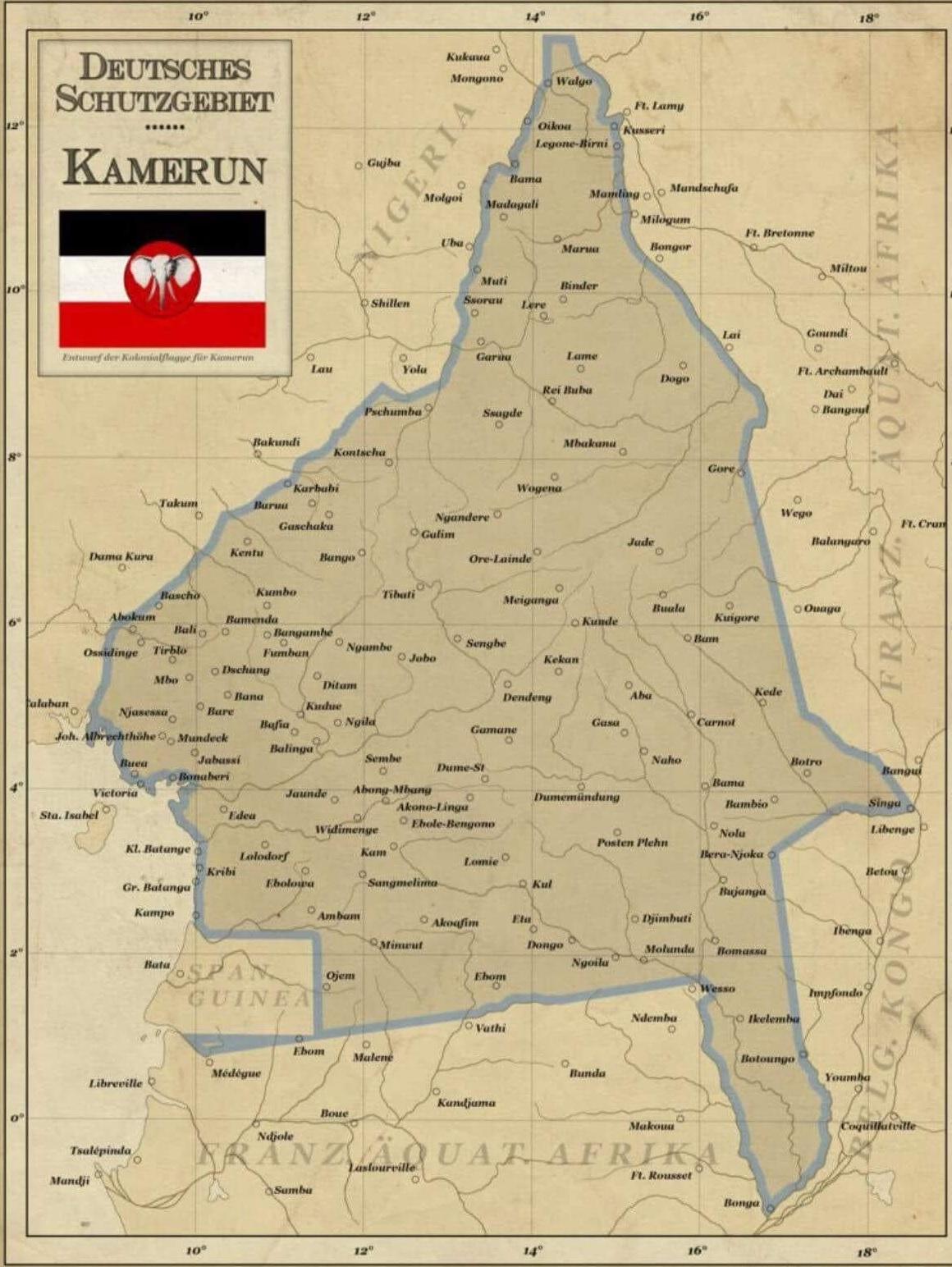 Kamerun colonie allemande carte