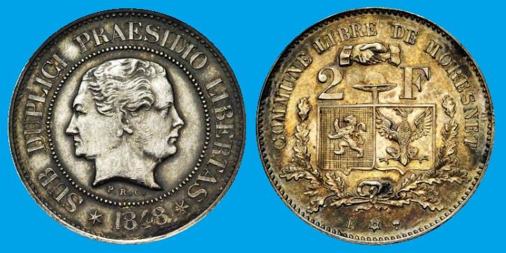 Moresnet neutre 1848 piece 2 francs