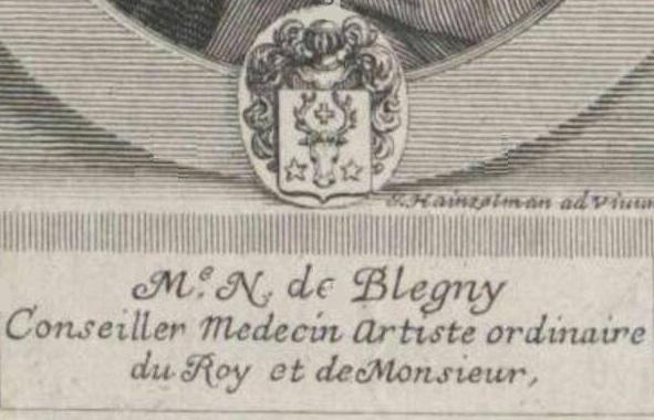 Nicolas de blegny detail du portrait nom et blason